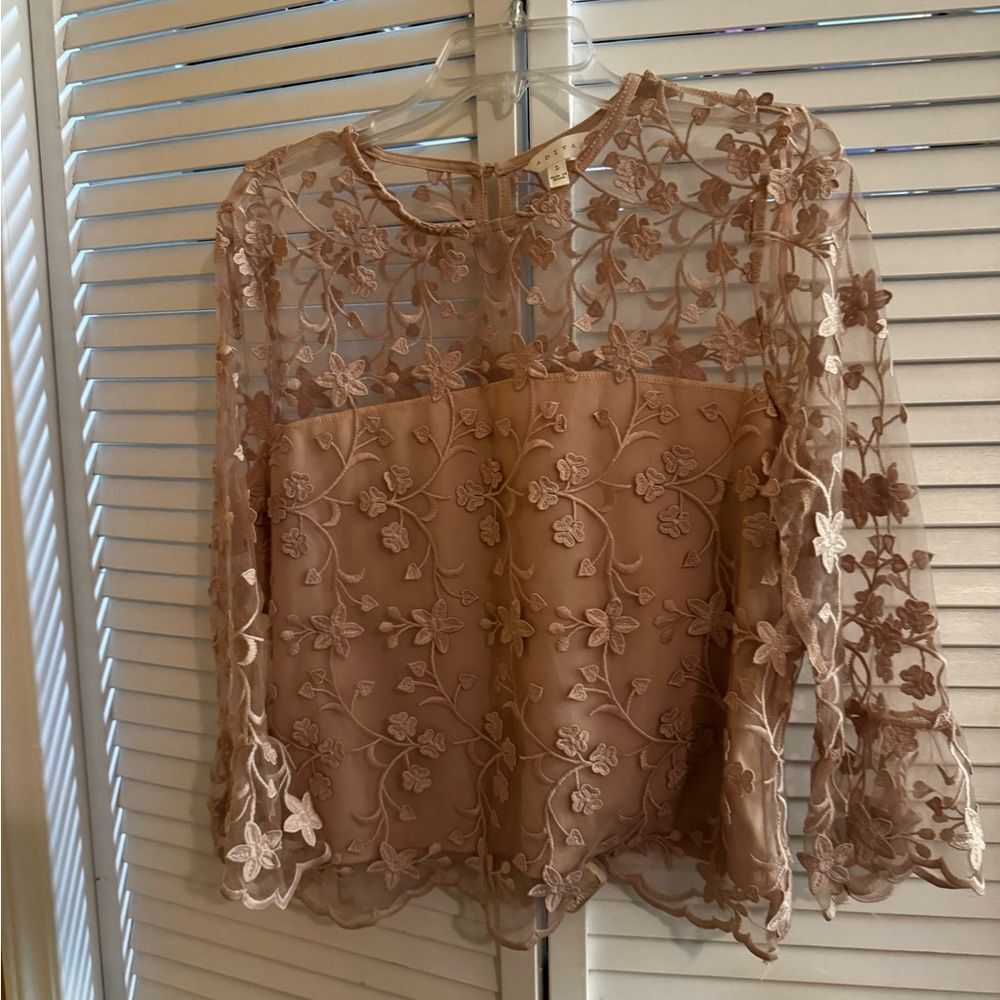 Adiva Floral Lace Blouse in light pink - Picture 2 of 12